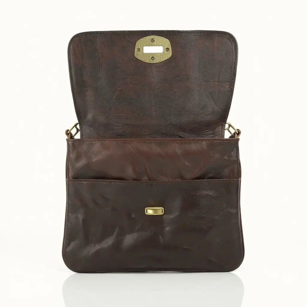 Dark Brown Leather Crossbody Bag – Handcrafted Messenger Purse image 5