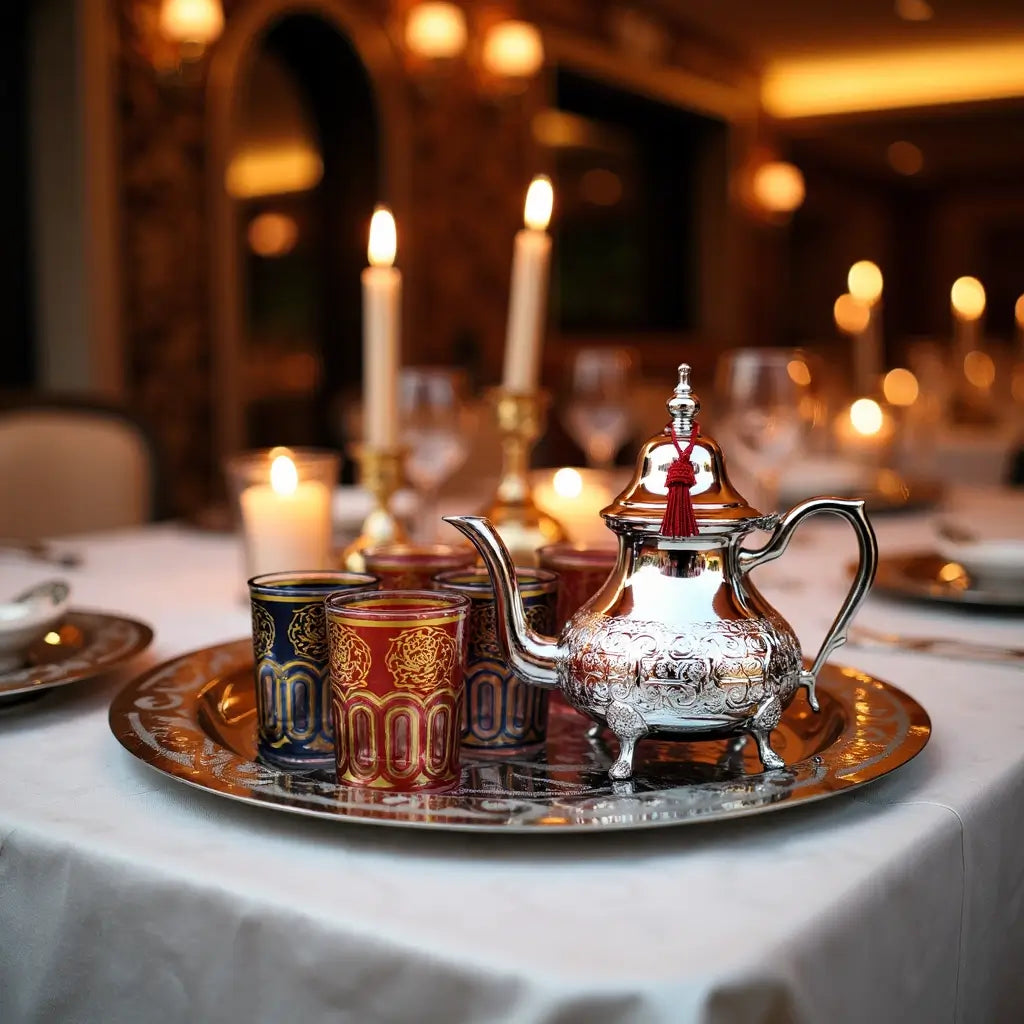 Silver Mint Tea Set – Hand-Engraved 6 Glass Ceremony Service image