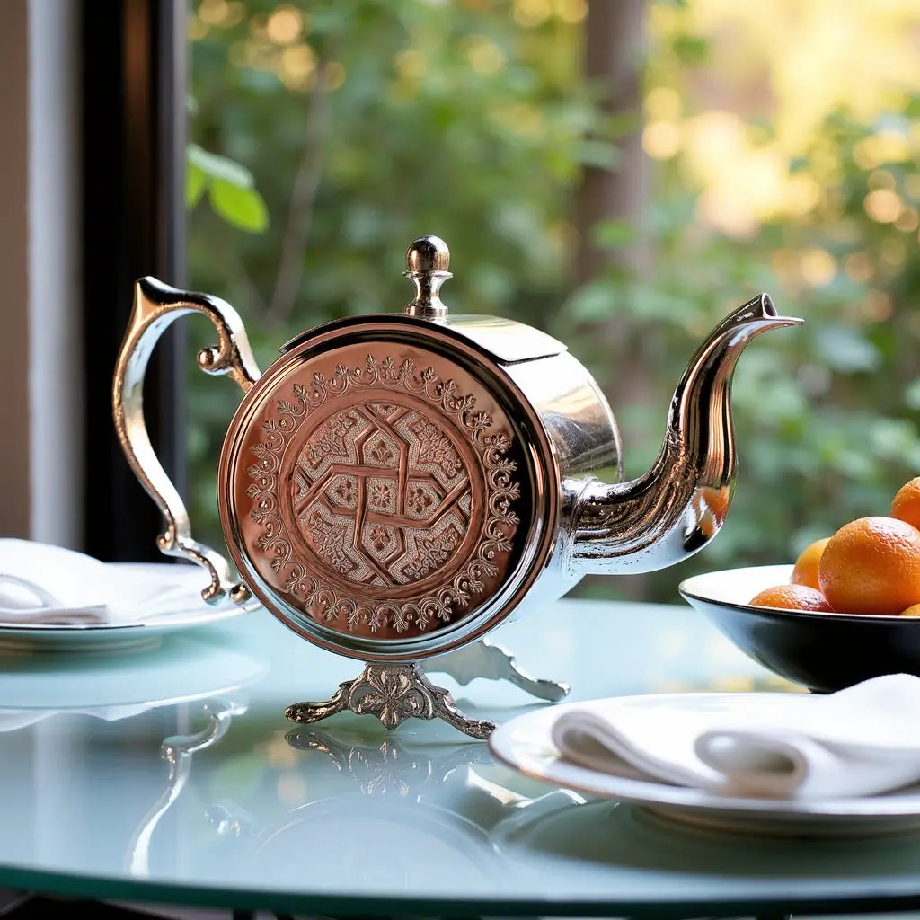 Round Display Teapot Silver-Plated – Decorative Stand Design image