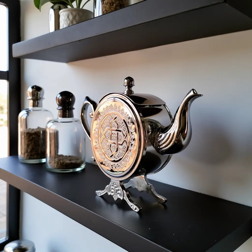 Round Display Teapot Silver-Plated – Decorative Stand Design image 3