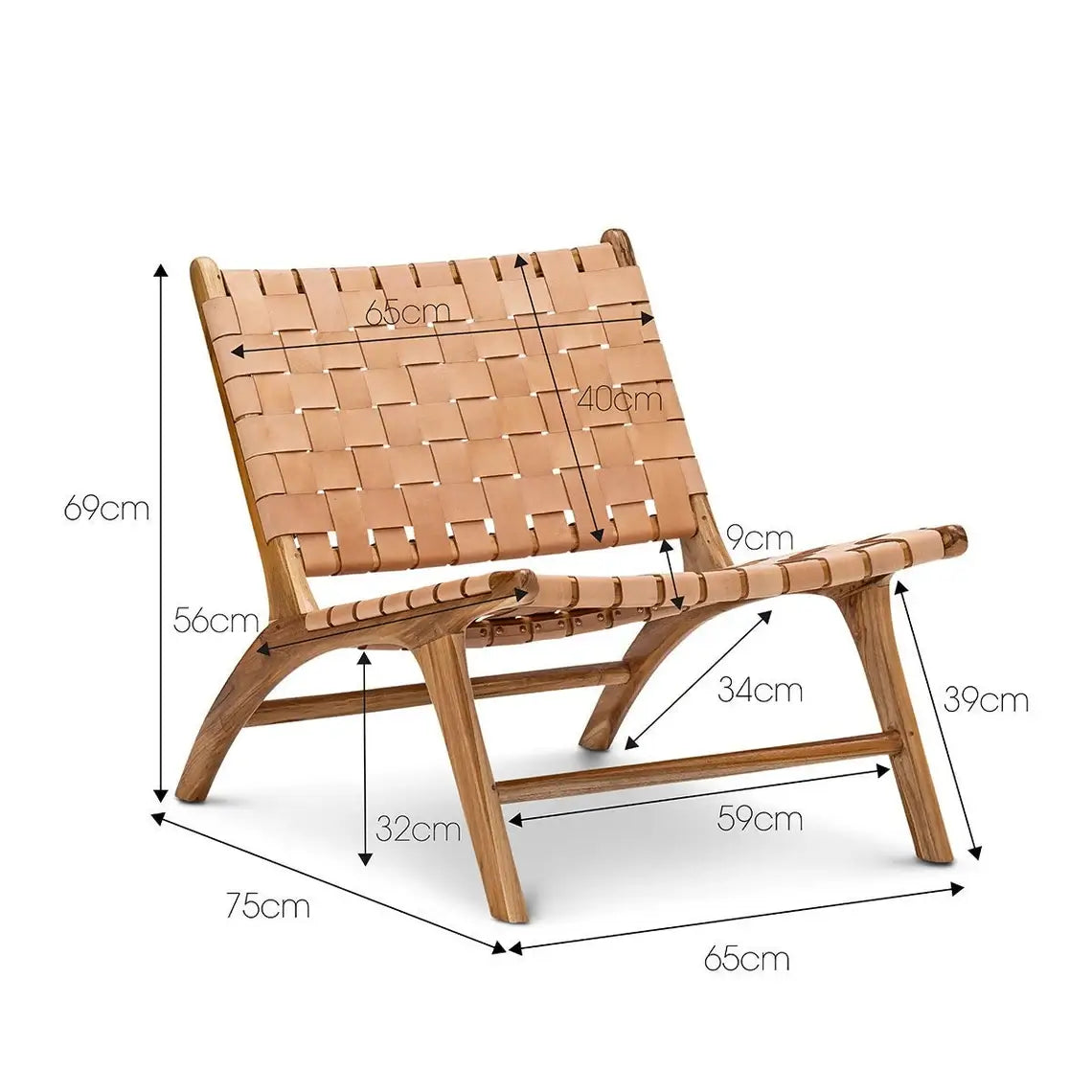 Handcrafted Leather Woven Lounge Chair – Mid-Century Modern Teak Frame image 14