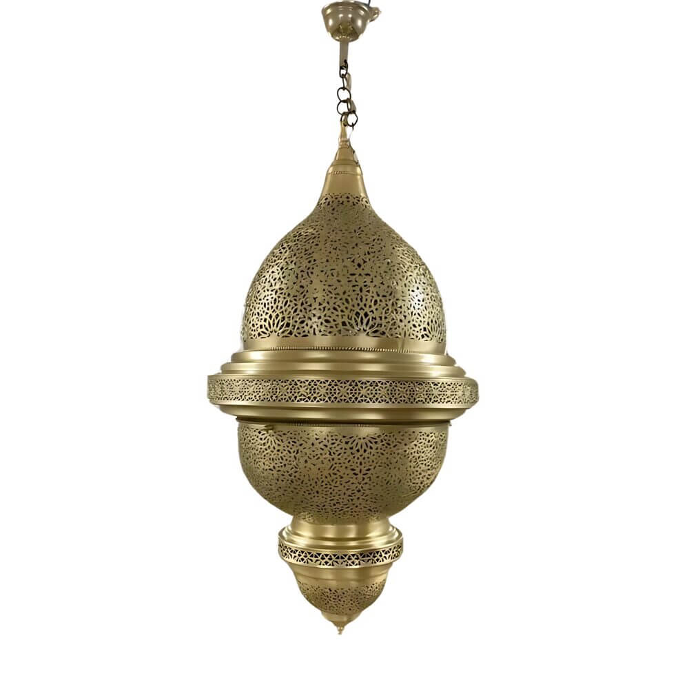 Engraved Brass Pendant Light 80cm – Moroccan Palace Ceiling Lamp image