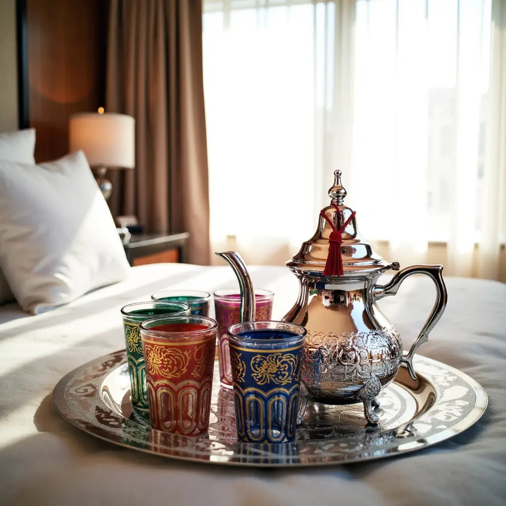 Silver Mint Tea Set – Hand-Engraved 6 Glass Ceremony Service image 5