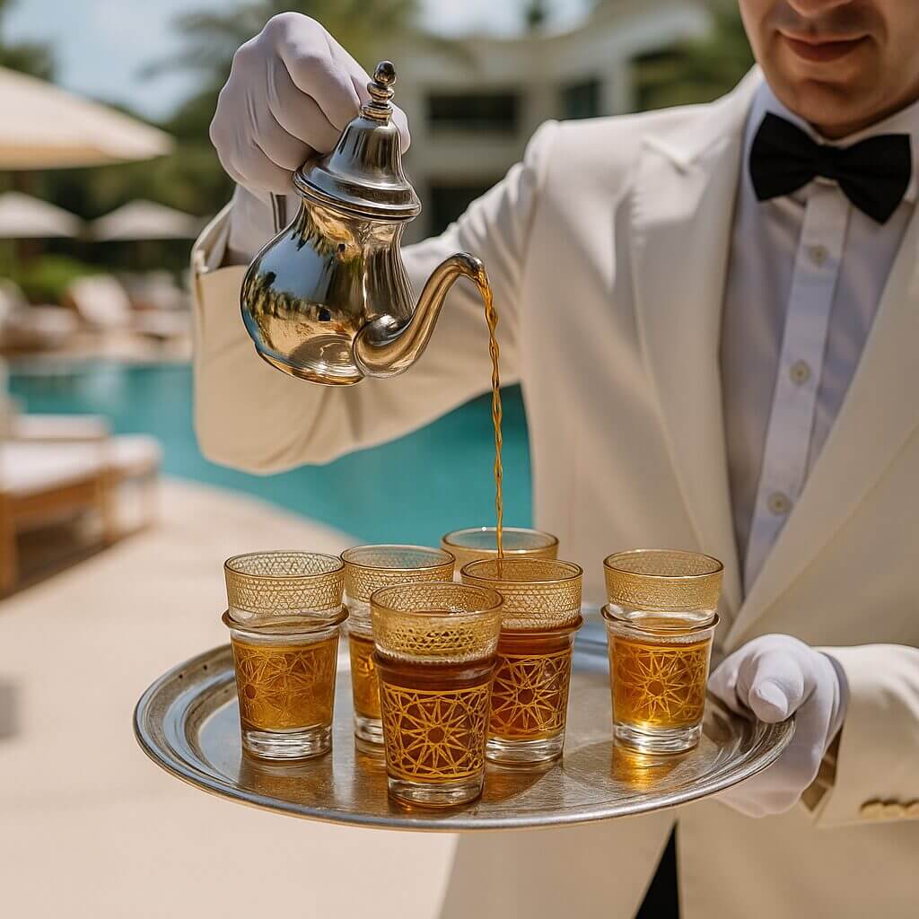 Gold Geometric Tea Glasses Set of 6 – Handcrafted Moroccan Design image 3