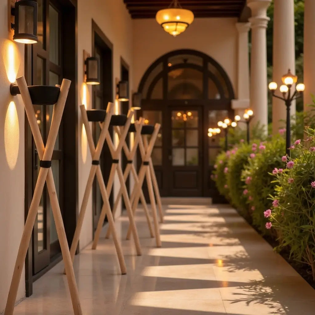 Handmade Wooden Tripod Outdoor Candle Holder – Moroccan Torch Stand 56″ image 3