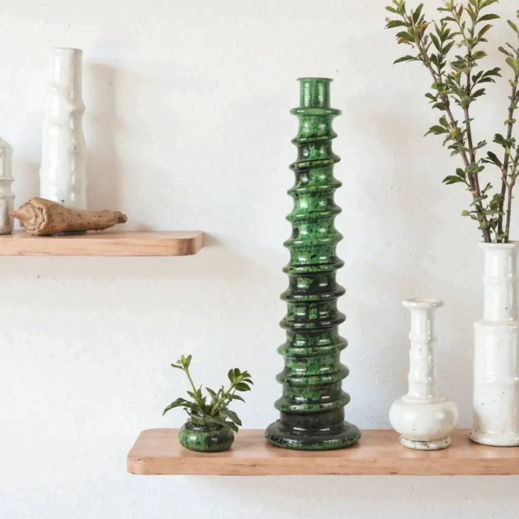 Handcrafted Tall Candle Holder – Tamegroute Ceramic Tower Collection image 4
