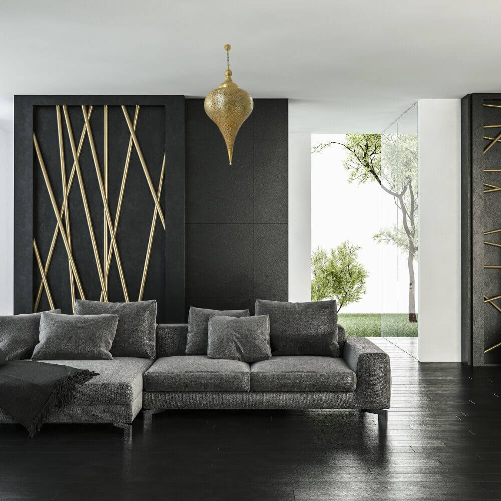 Brass Teardrop Pendant Light 39″ – Hand-Pierced Palace Ceiling Lamp image 4