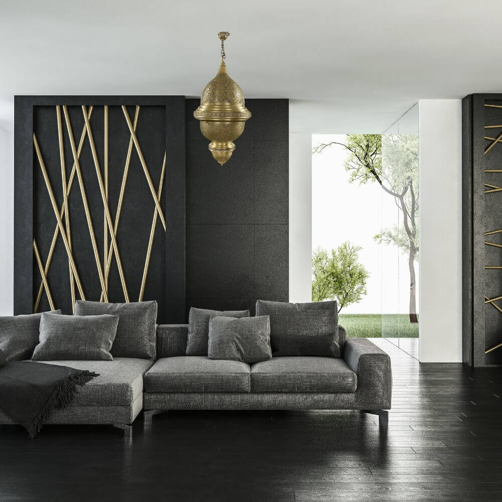 Engraved Brass Pendant Light 80cm – Moroccan Palace Ceiling Lamp image 5