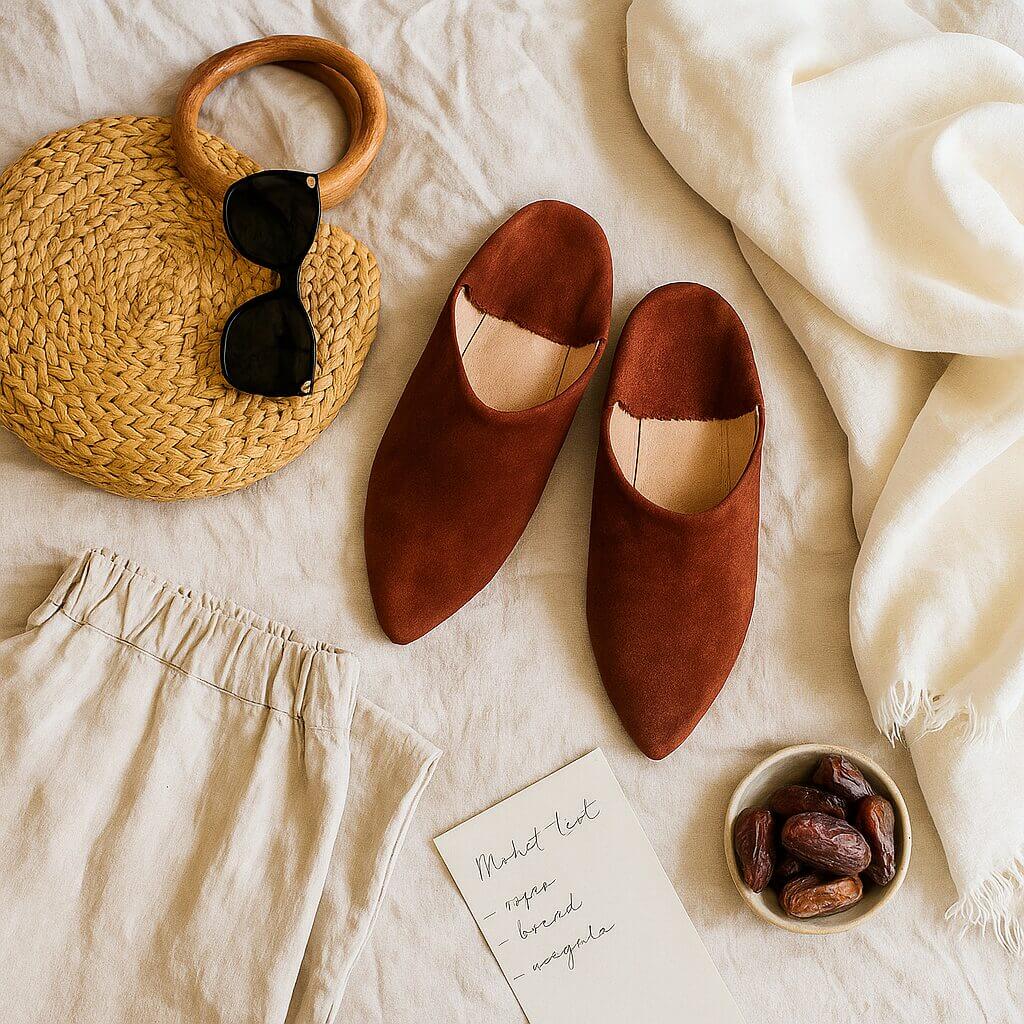 Moroccan Slippers Suede Pointed Babouche image
