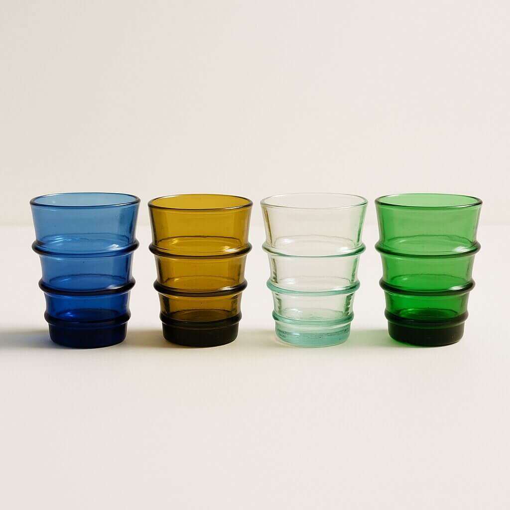 Hand-Blown Jewel Glass Tumbler Set – 6 Recycled 4oz Cups image
