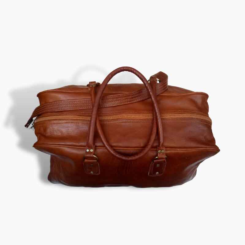 Cognac Leather Weekend Bag – Handcrafted Travel Duffle for Getaways image 5