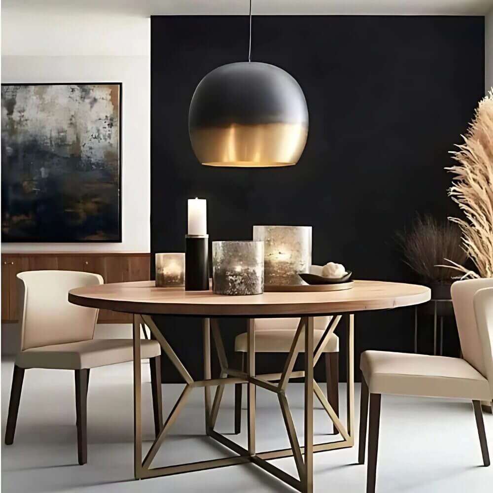Brass Globe Pendant Light – Modern Moroccan Ceiling Lamp with Two-Tone Finish image 4