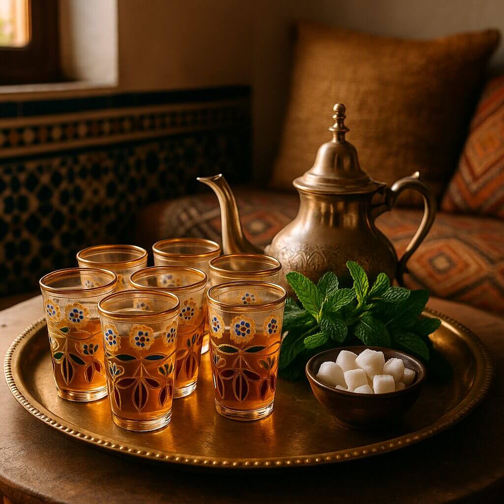 Hand-Painted Floral Tea Glasses Set of 6 – Gold Rim Moroccan Style image 5