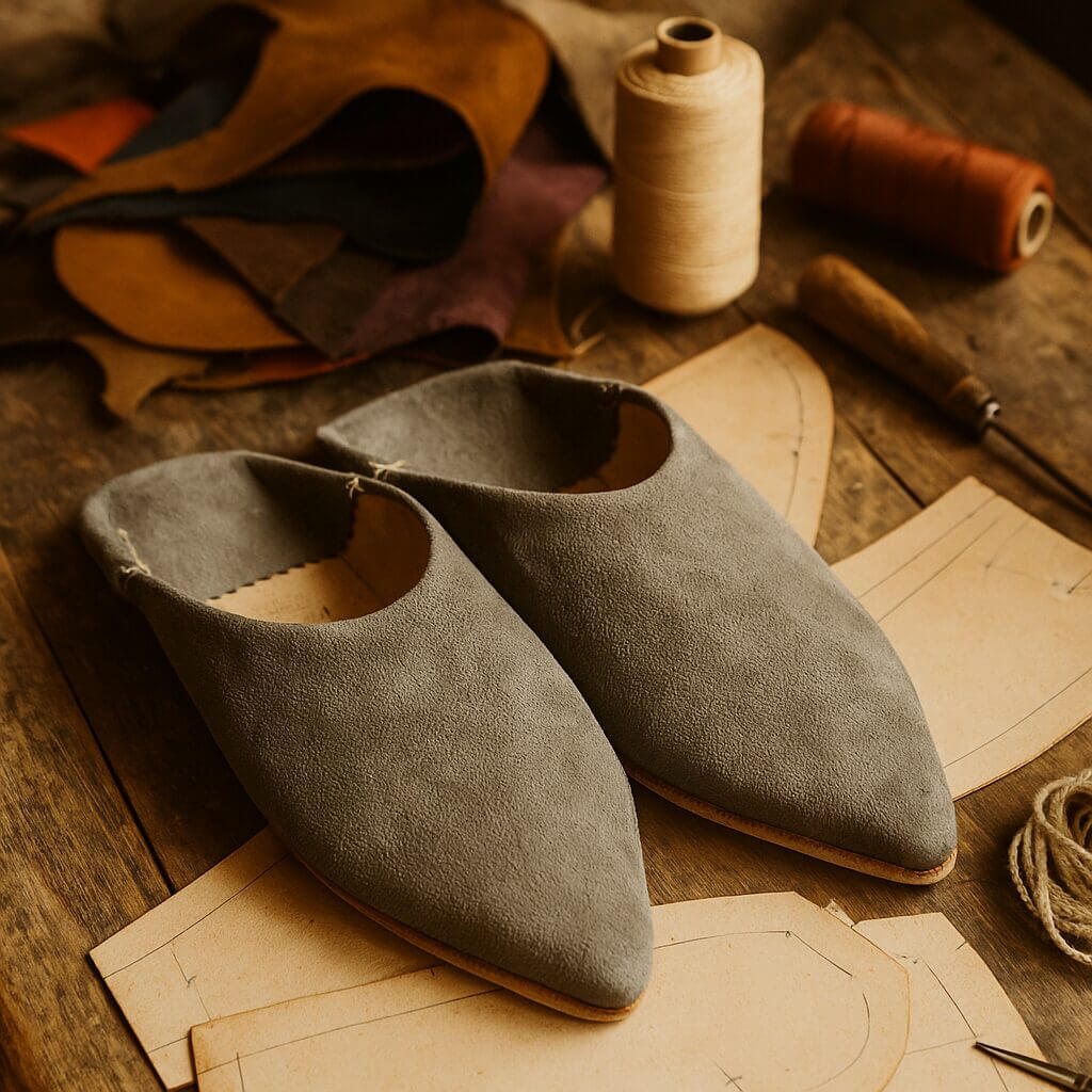 Moroccan Slippers Suede Pointed Babouche image 6