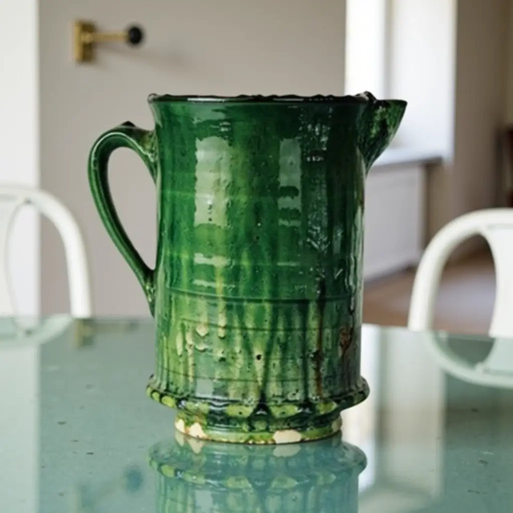 Tamegroute Ceramic Pitcher – Handmade Moroccan Water Jug with Green Glaze image 5