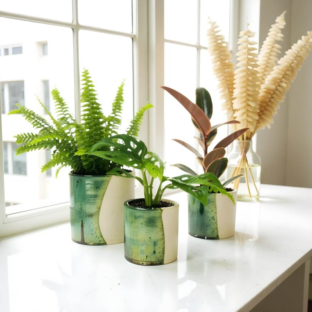 Tamegroute Ceramic Plant Pots – Handmade Moroccan Pottery with Reactive Glaze image