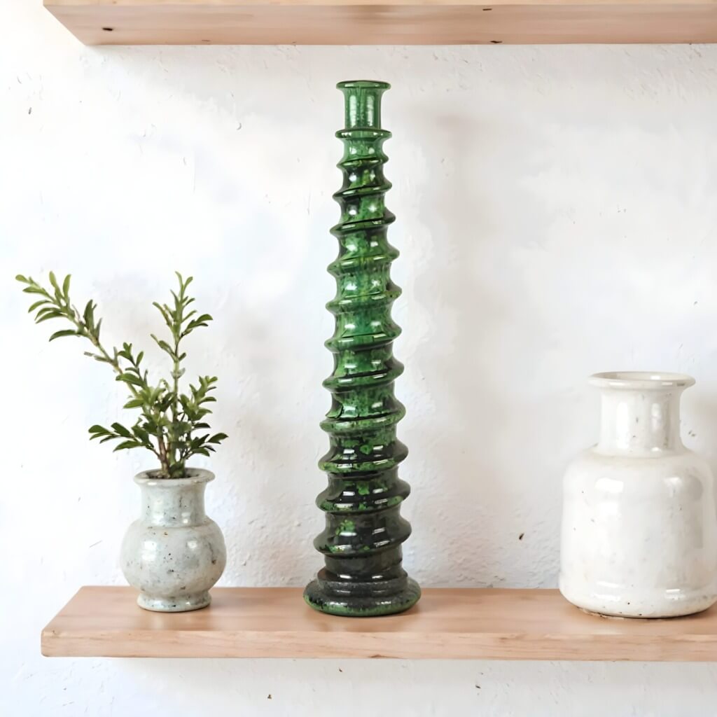 Handcrafted Tall Candle Holder – Tamegroute Ceramic Tower Collection image