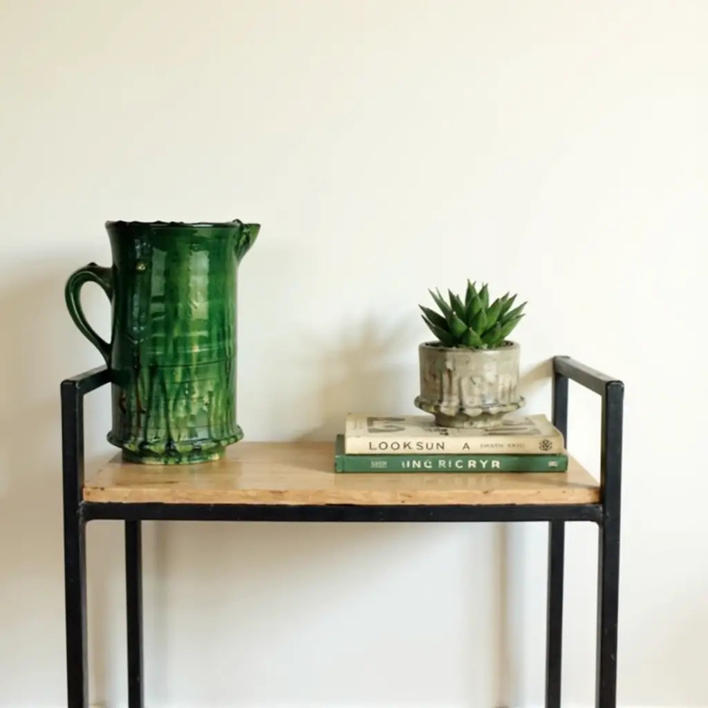 Tamegroute Ceramic Pitcher – Handmade Moroccan Water Jug with Green Glaze image 4