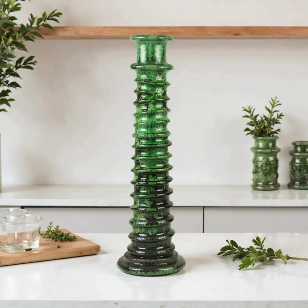 Handcrafted Tall Candle Holder – Tamegroute Ceramic Tower Collection image 5
