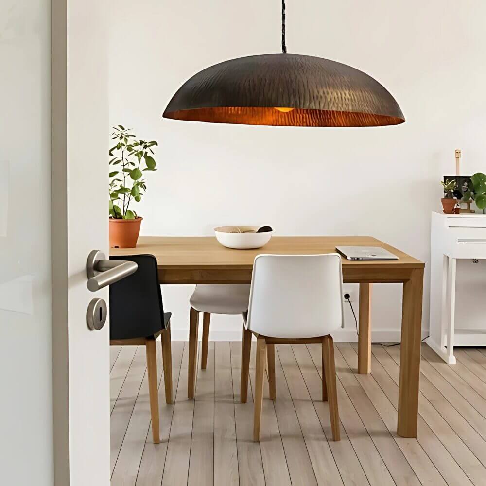 Hammered Brass Dome Pendant Light – Hand-Forged Copper Ceiling Lamp image 3