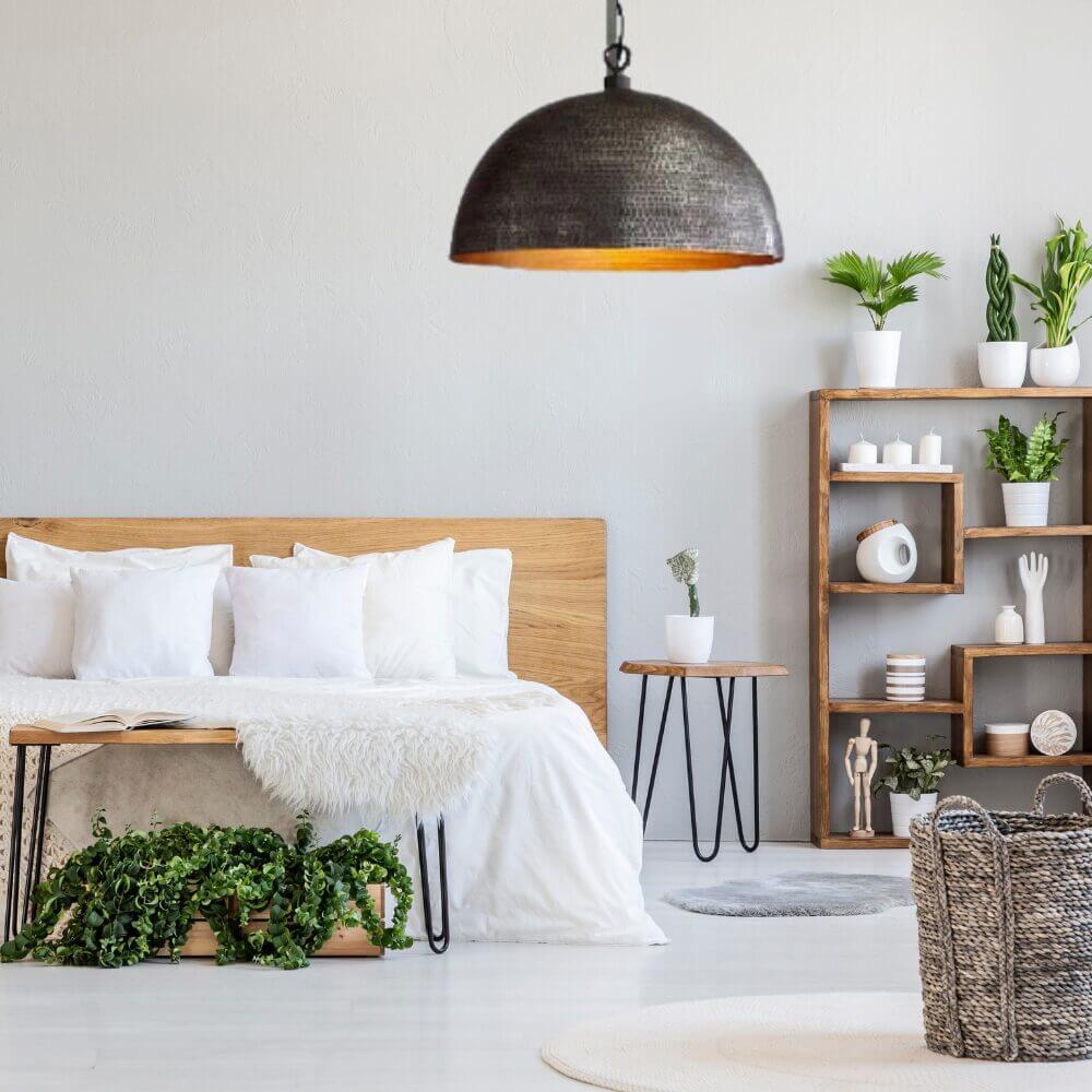 Hammered Brass Dome Pendant Light – Industrial Moroccan Statement Lighting image 4