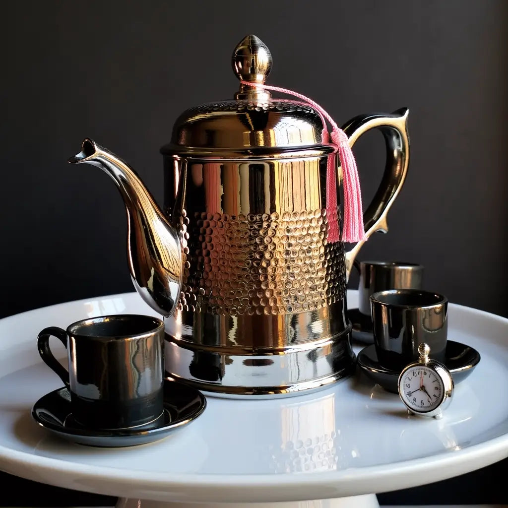 Hammered Brass Coffee Pot Silver-Plated – Traditional Stand image 3