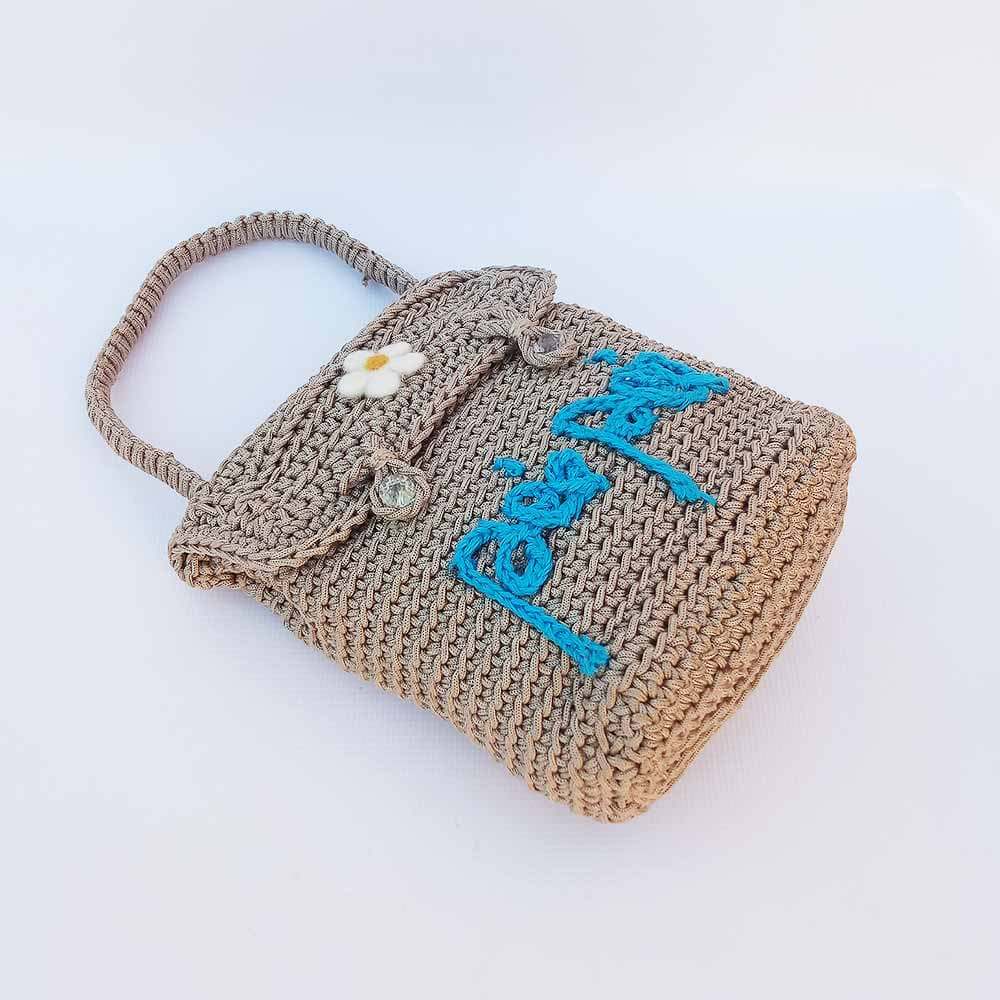 Stunning Handcrafted Small Crochet Crossbody Bag with Intricate Embroidery image