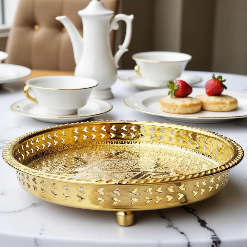 Hand Engraved Round Platter Trays with Star of David image 3