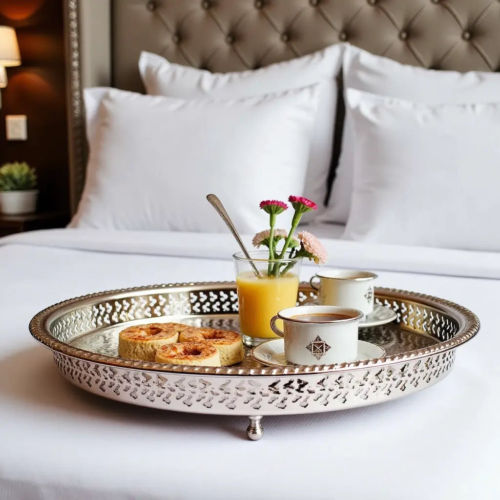 Hand Engraved Round Platter Trays with Star of David image 5