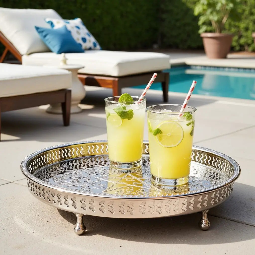 Hand Engraved Round Platter Trays with Star of David image 7