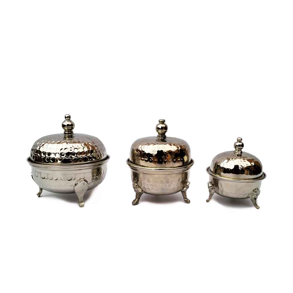 Hand Hammered Silver Tea Set – 3 Container Service with Ornate Tray image 4