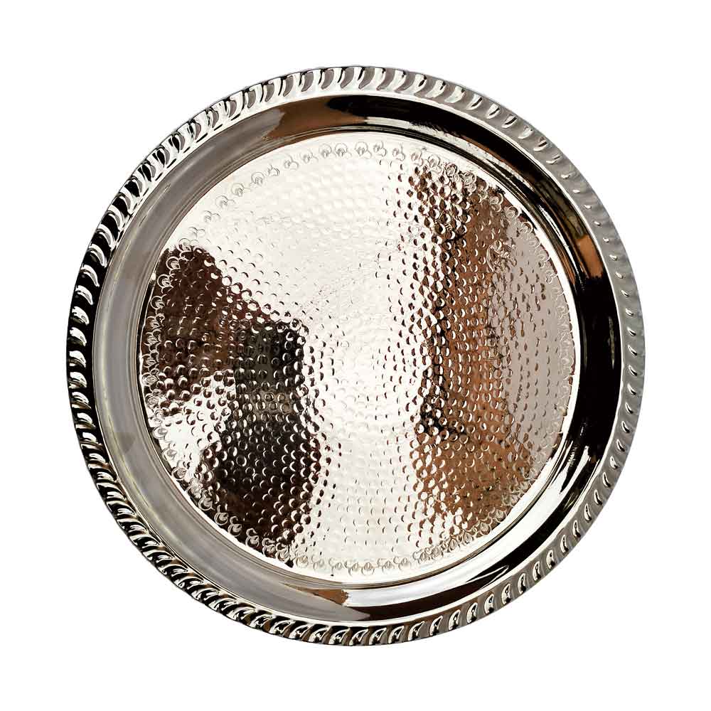 Hand Hammered Silver Tea Set – 3 Container Service with Ornate Tray image 6