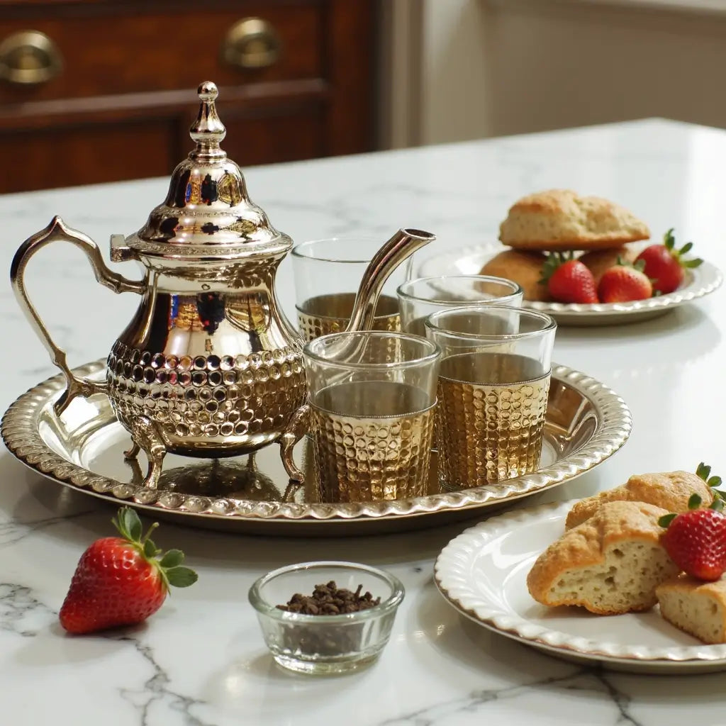 Silver Plated Tea Set – Hand-Hammered 8-Piece Service with Tray image