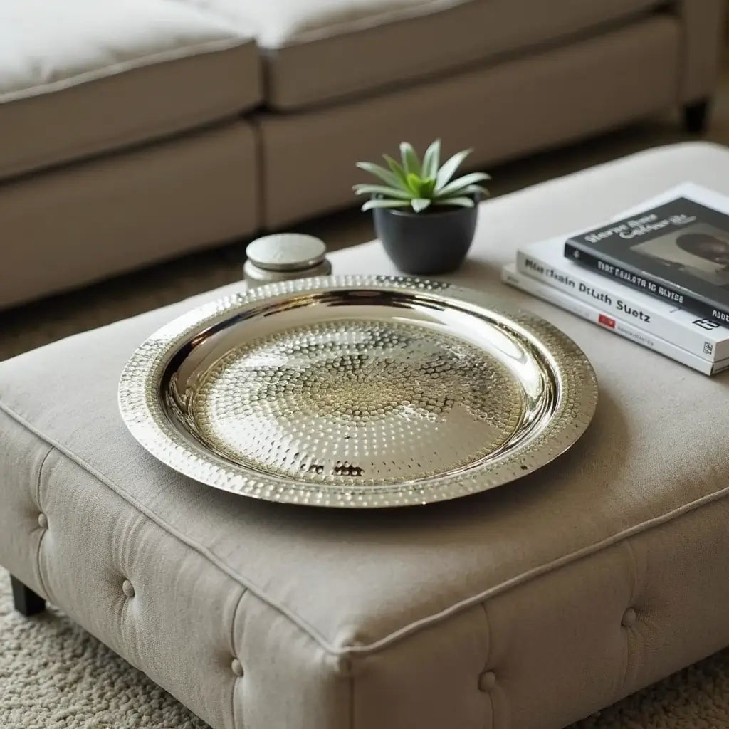Hand Hammered Silver Decorative Tray – Traditional Craftsmanship image 5
