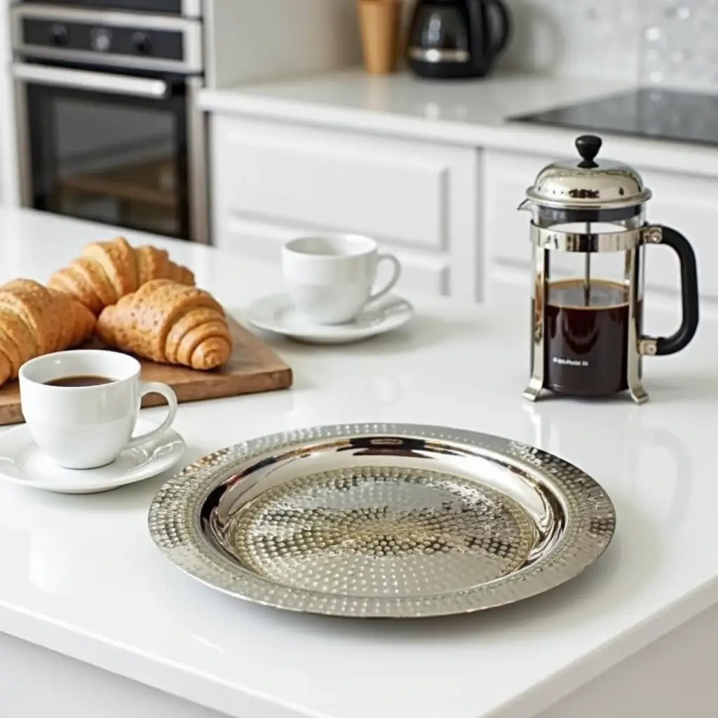 Hand Hammered Silver Decorative Tray – Traditional Craftsmanship image