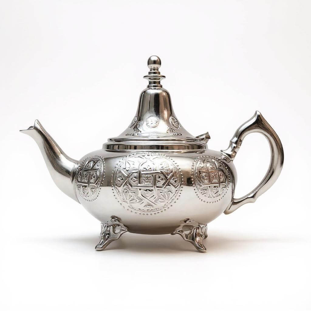 Large Hand-Engraved Silver Teapot – Traditional 0.8L & 1.2L Capacity image