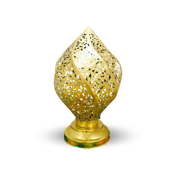 Brass Table Lamp 12.5″ – Hand-Engraved Teardrop Moroccan Design image