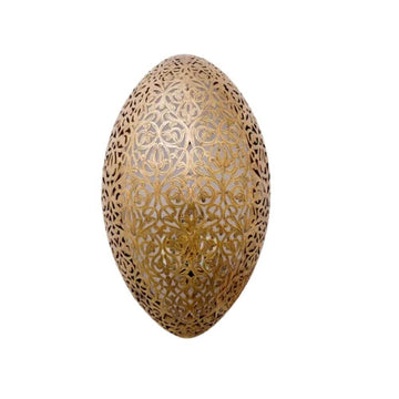 Brass Egg Wall Light 13.7″ – Hand-Engraved Oval Sconce with Arabesque Patterns image