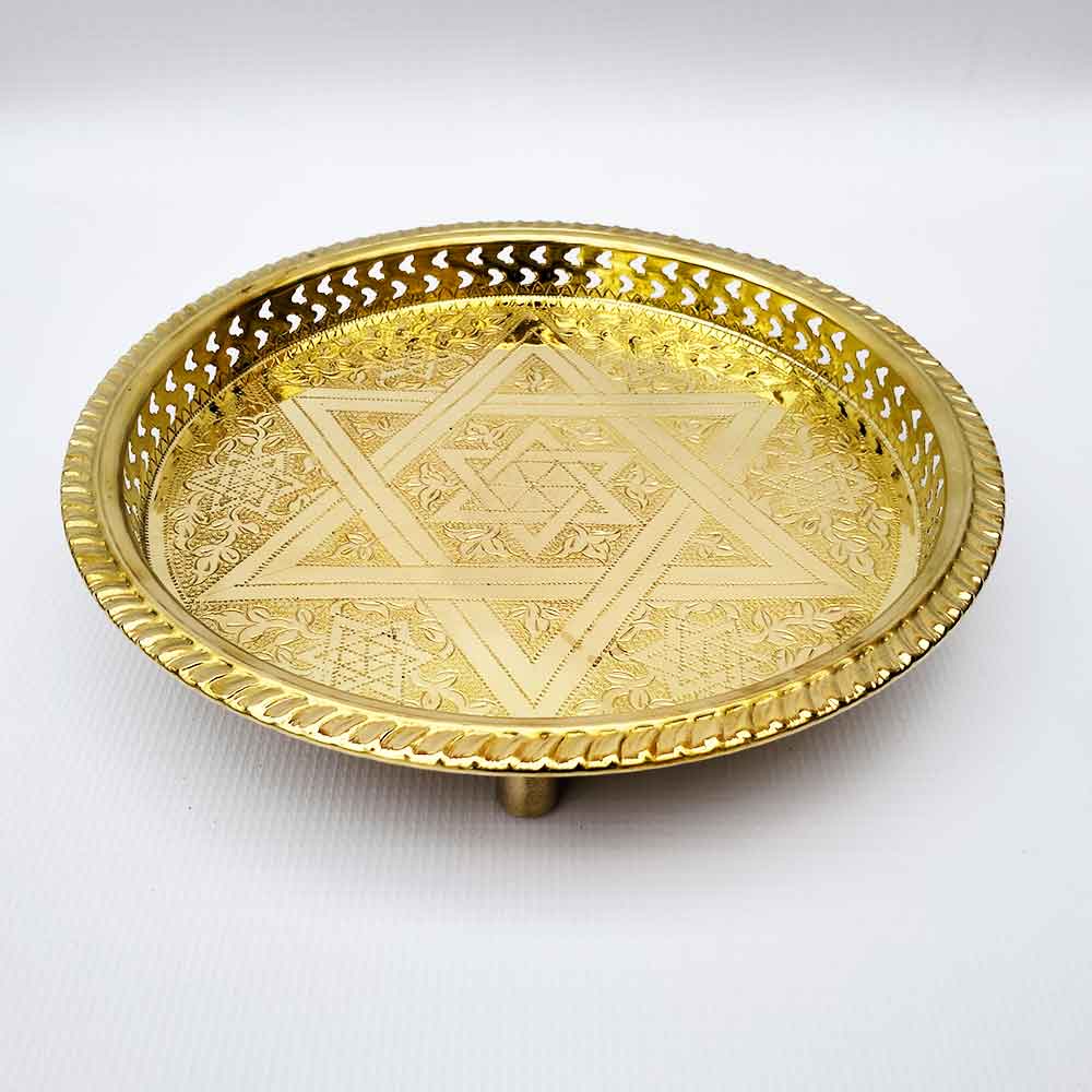 Hand Engraved Round Platter Trays with Star of David image 11
