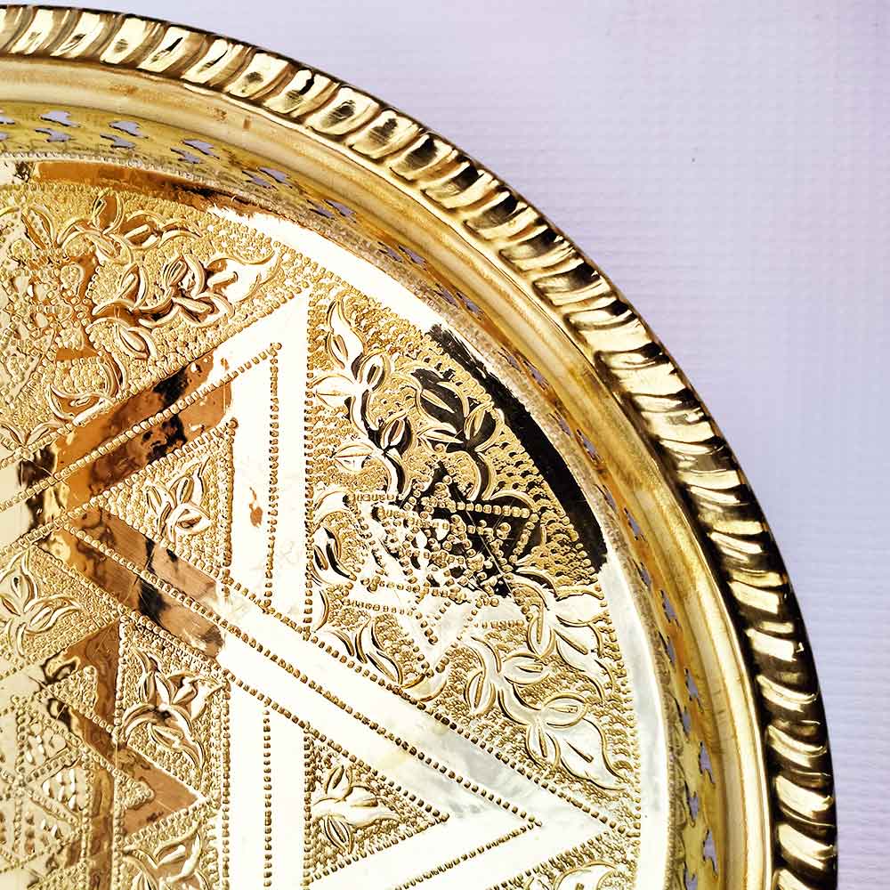 Hand Engraved Round Platter Trays with Star of David image 14