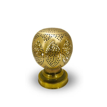 Round Brass Table Lamp – Hand-Pierced Globe Design, 6.6″ Height image