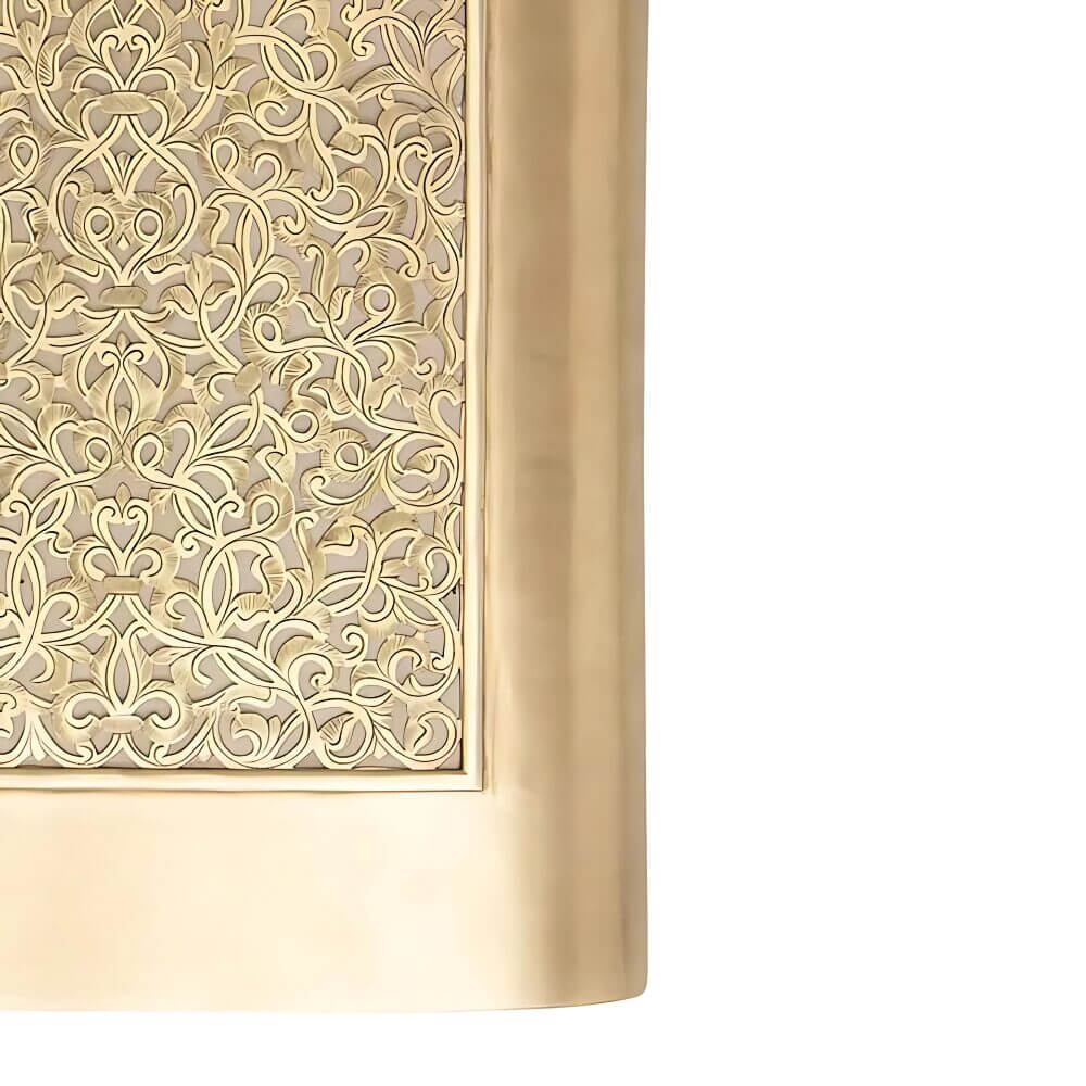 Square Brass Wall Sconce – Hand-Engraved Panel Light, 15.7″ Height image 3