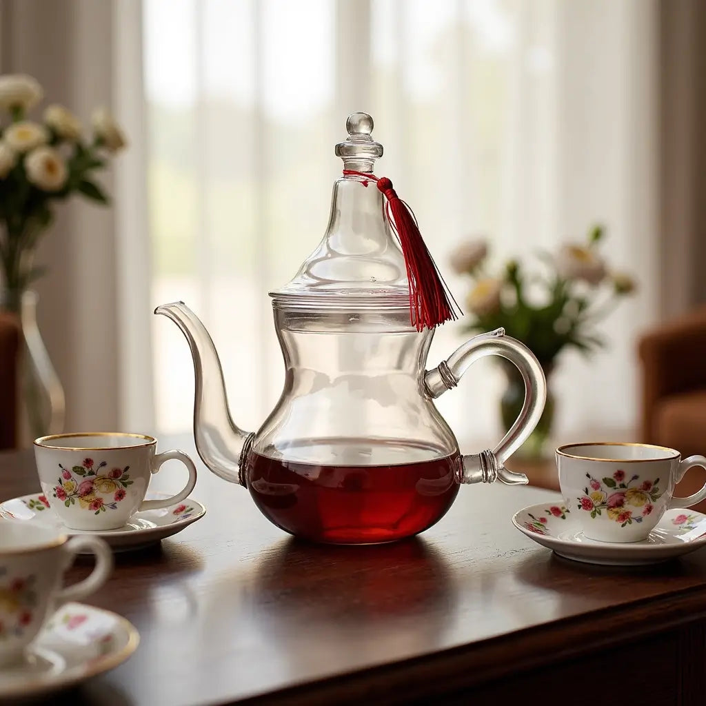 Handcrafted Glass Teapot with Tassel – Decorative Tea Service image 3