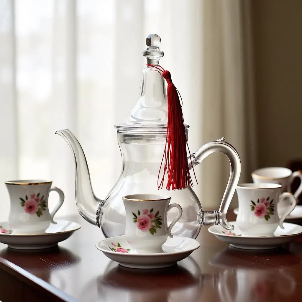 Handcrafted Glass Teapot with Tassel – Decorative Tea Service image 4