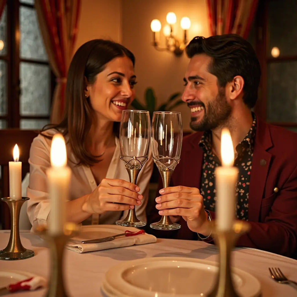 Silver-Stemmed Champagne Flutes Set of 6 – Hand-Detailed Metalwork image 4