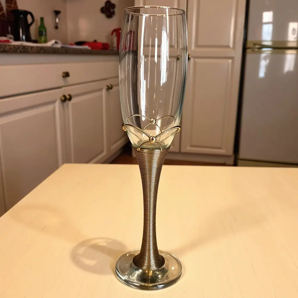 Silver-Stemmed Champagne Flutes Set of 6 – Hand-Detailed Metalwork image 7