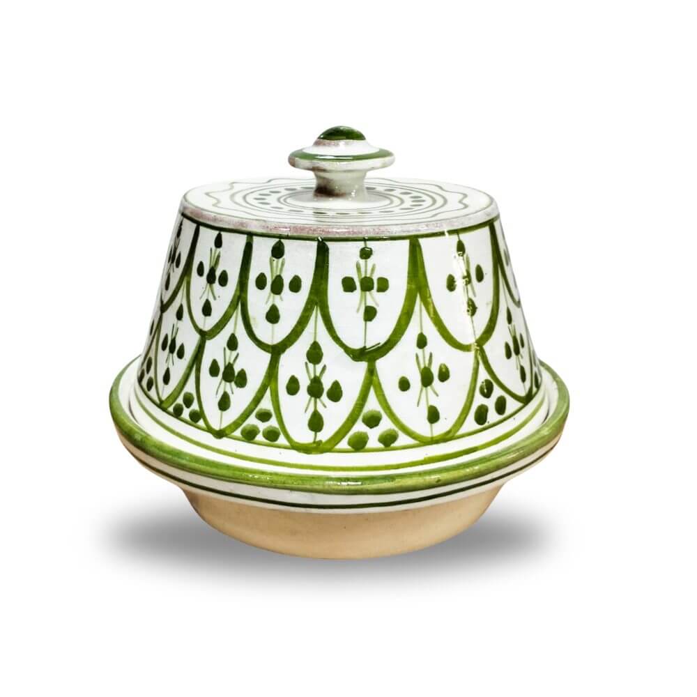 Olive Green Ceramic Casserole Dish – Handpainted Safi Pattern (20cm) image 2