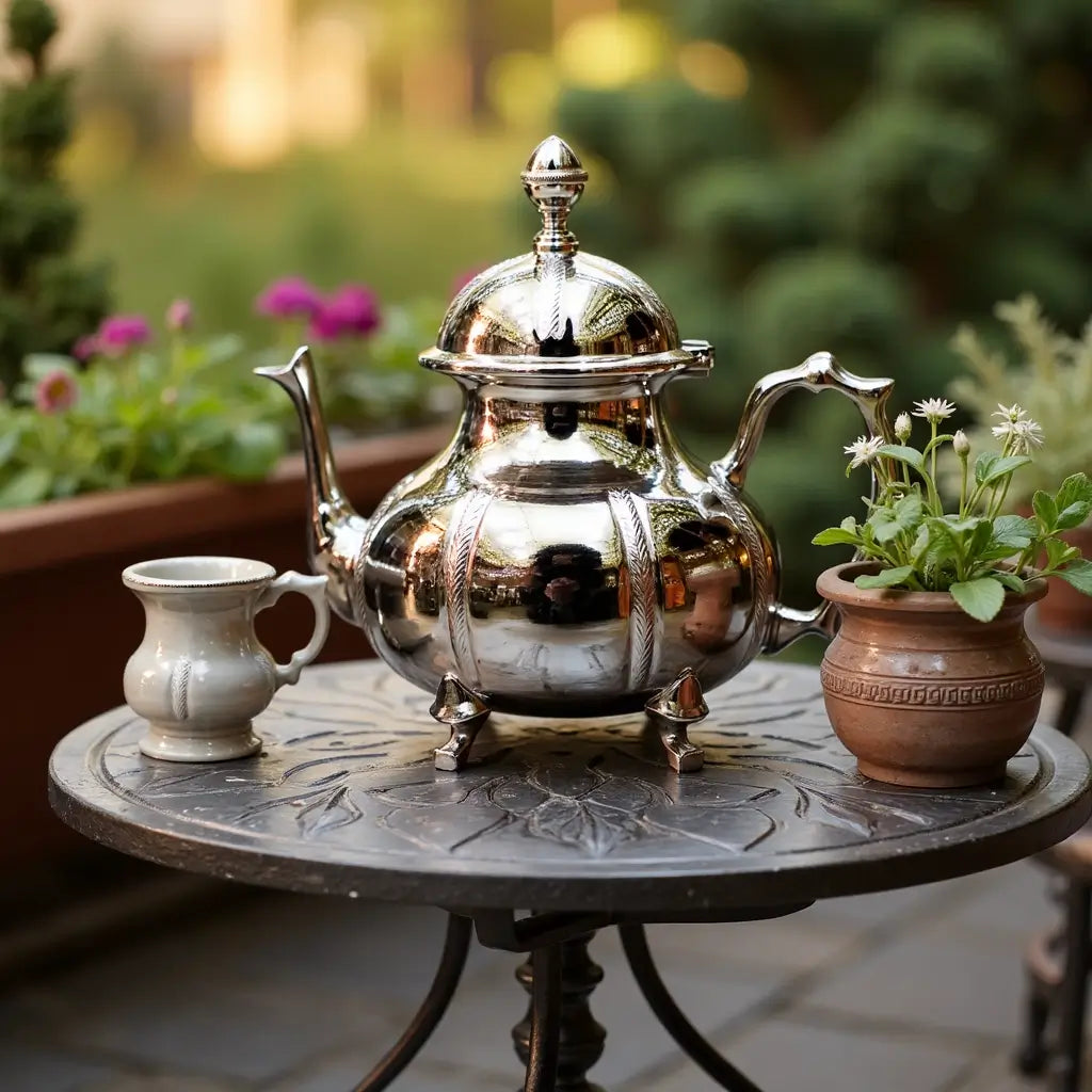 Hand-Engraved Silver Teapot with Wheat Leaf Design – 3 Size Options image 4