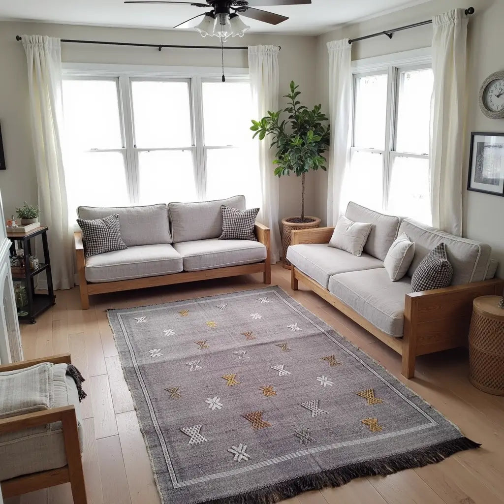 Handmade Purple Moroccan Cactus Silk Rug – Premium Sabra 100x150cm image 5