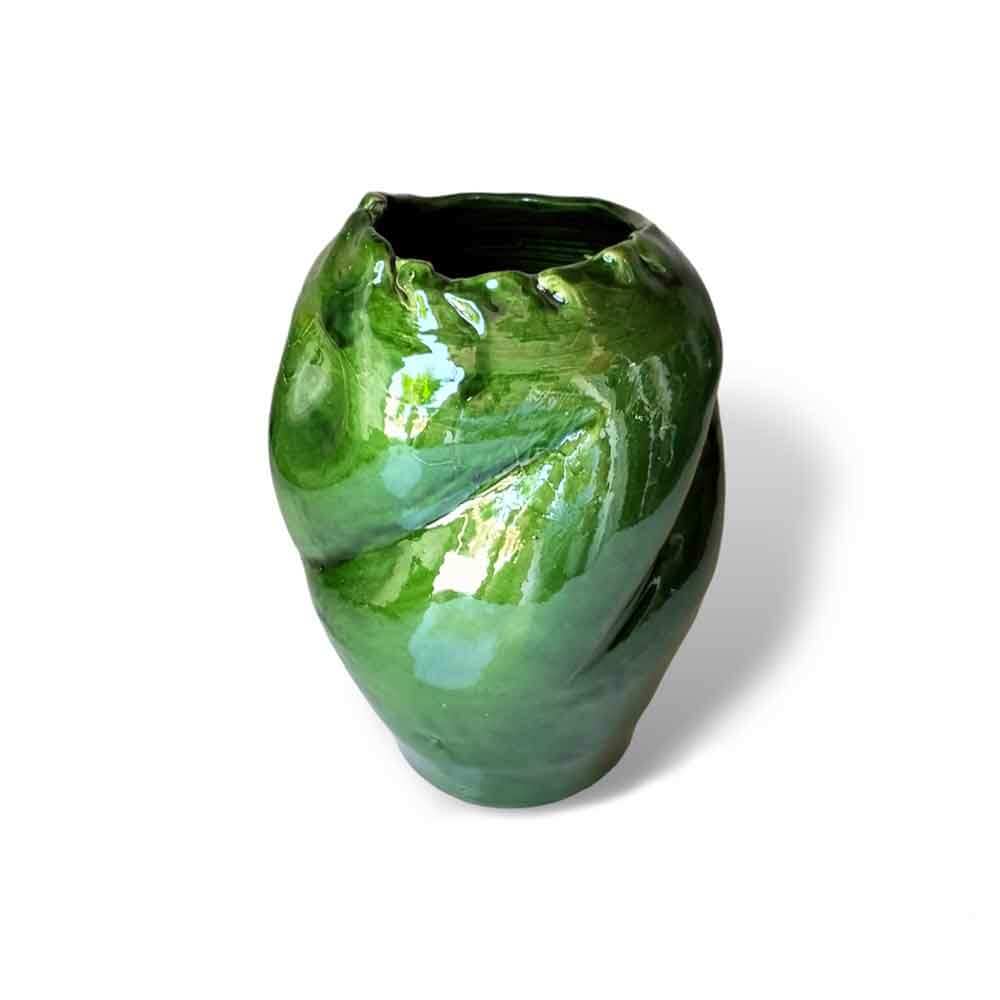 Emerald Green Sculptural Ceramic Vase – Contemporary Handmade Design image 12